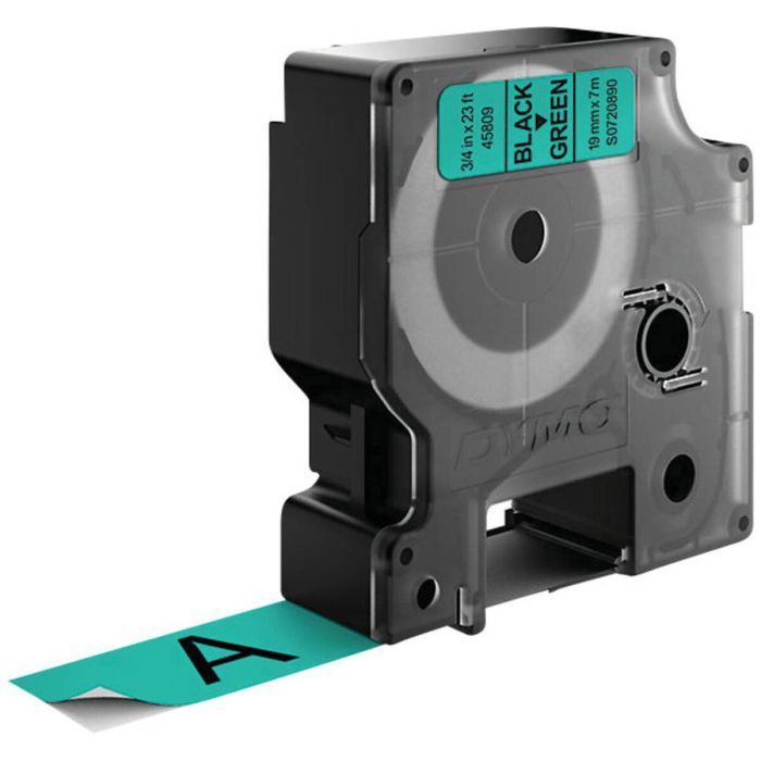 Cinta Laminada para Rotuladoras Dymo D1 45809 LabelManager™ Negro Verde 19 mm (5 Unidades) 2