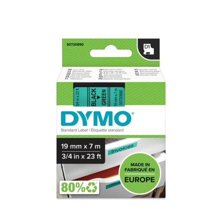 Cinta Laminada para Rotuladoras Dymo D1 45809 LabelManager™ Negro Verde 19 mm (5 Unidades) 1