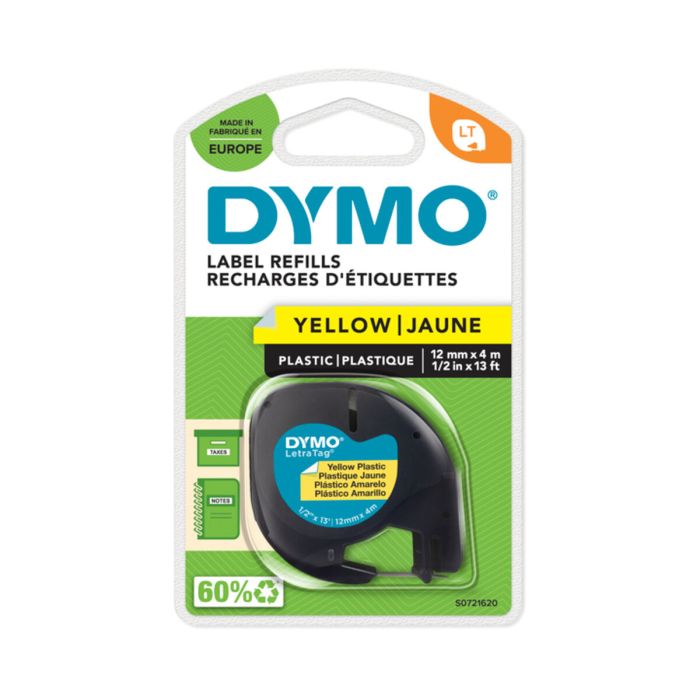 Cinta Laminada para Rotuladoras Dymo 91202 LetraTag® Negro Amarillo 12 mm (10 Unidades) 1