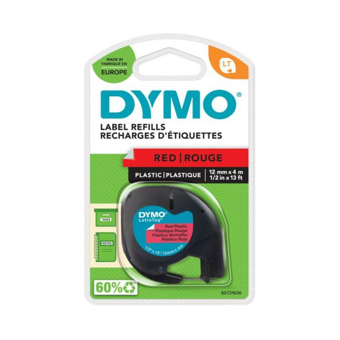 Cinta Laminada para Rotuladoras Dymo 91203 LetraTag® Rojo Negro 12 mm (10 Unidades) 1