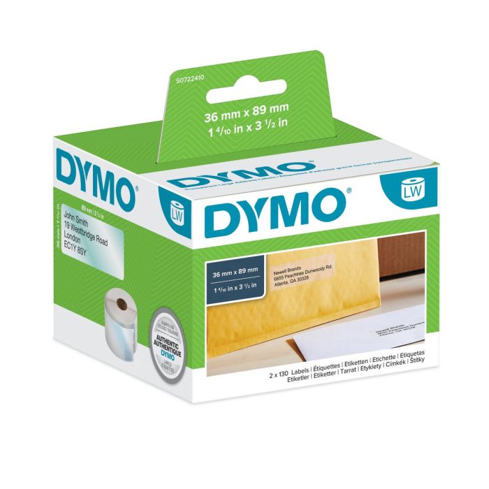 Dymo Cinta De Etiquetas De Envío Plástico Transparente De 89x36 mm 260 Páginas Para Rotuladora Labelwriter