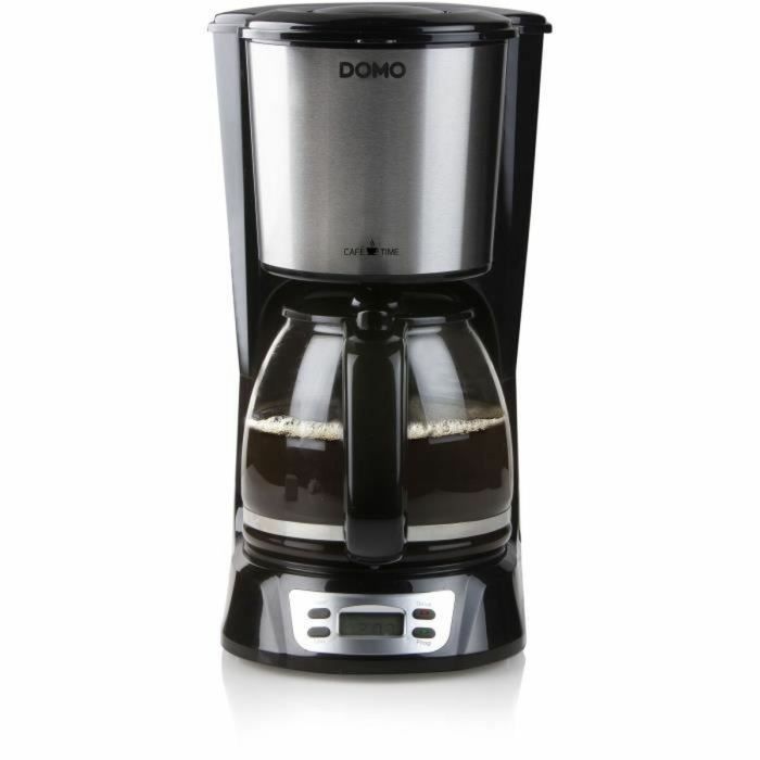 Cafetera de filtro - DOMO - DO708K - 1000 W - 1,5 L - 12 tazas - Pantalla LCD - Temporizador 24 horas - Negra y acero inoxidable