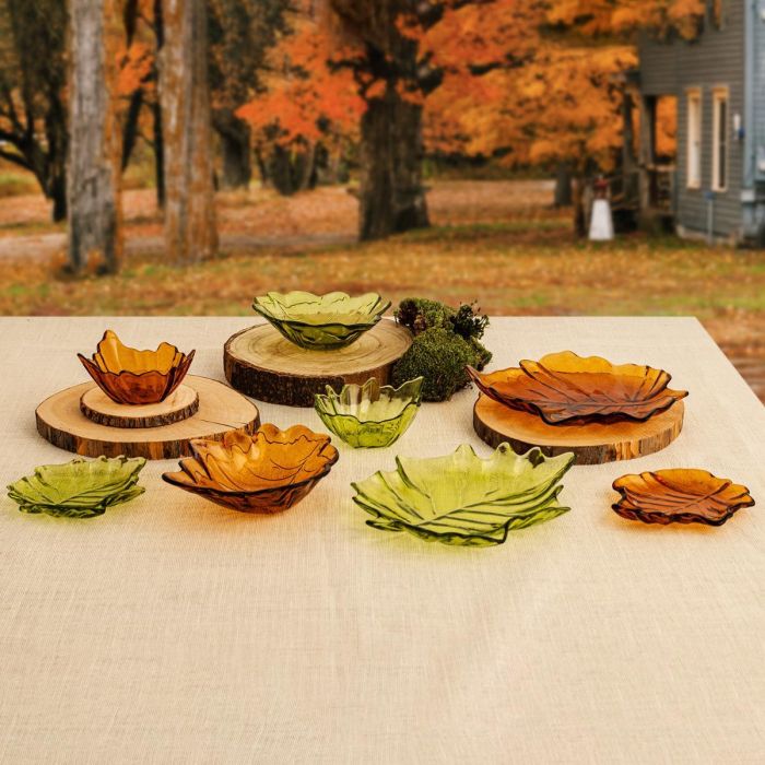 Bandeja Forma Hoja Vidrio Musgo Quid 14x14,5 cm (24 Unidades) 2 Bandeja Forma Hoja Vidrio Musgo Quid 14x14,5 cm (24 Unidades) 2