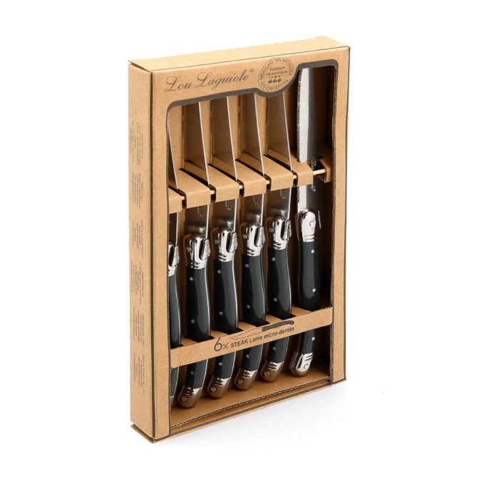 Set 6 Cuchillos Steak Inox +Mango Pp Rustic LOU LAGUIOLE 13-0 1