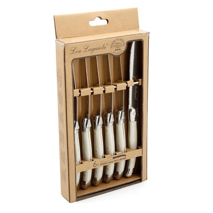 Set 6 Cuchillos Steak Inox +Mango Pp Rustic LOU LAGUIOLE 13-0 1