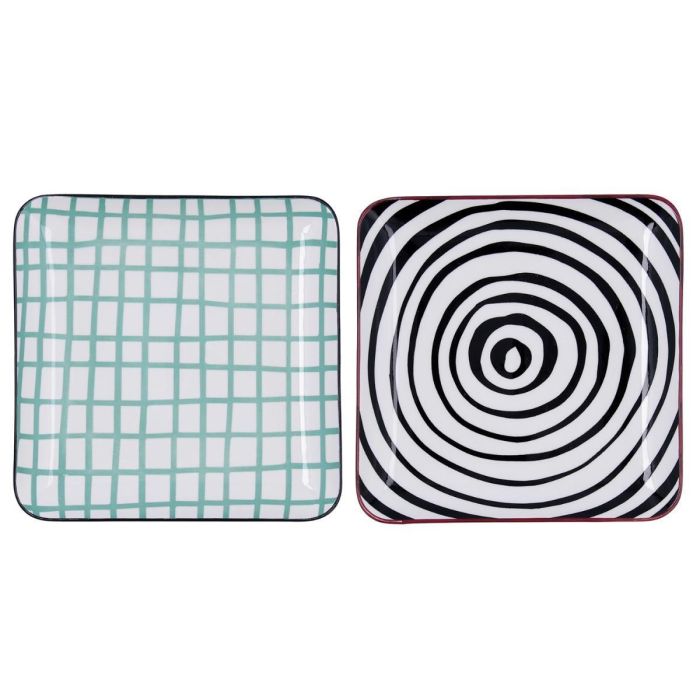 Bandeja Cuadrada Porcelana Zigzag Bidasoa 21x21 cm (12 Unidades)