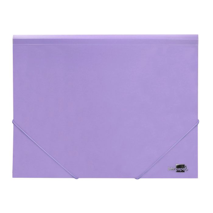 Liderpapel Carpeta Tres Solapas Polipropileno DIN A4 Color Lavanda Opaco Cierre Gomas Lomos Flexibles Capacidad 100 Hojas 400 Micras 1