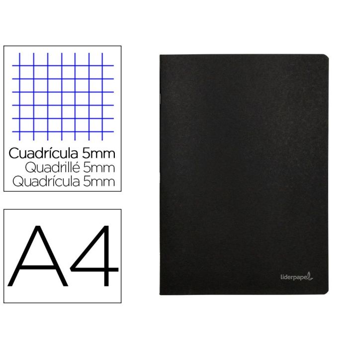 Libreta Liderpapel Tapa Negra A4 80 Hojas 60 gr-M2 Cuadro 5 mm Con Doble Margen 10 unidades Libreta Liderpapel Tapa Negra A4 80 Hojas 60 gr-M2 Cuadro 5 mm Con Doble Margen 10 unidades