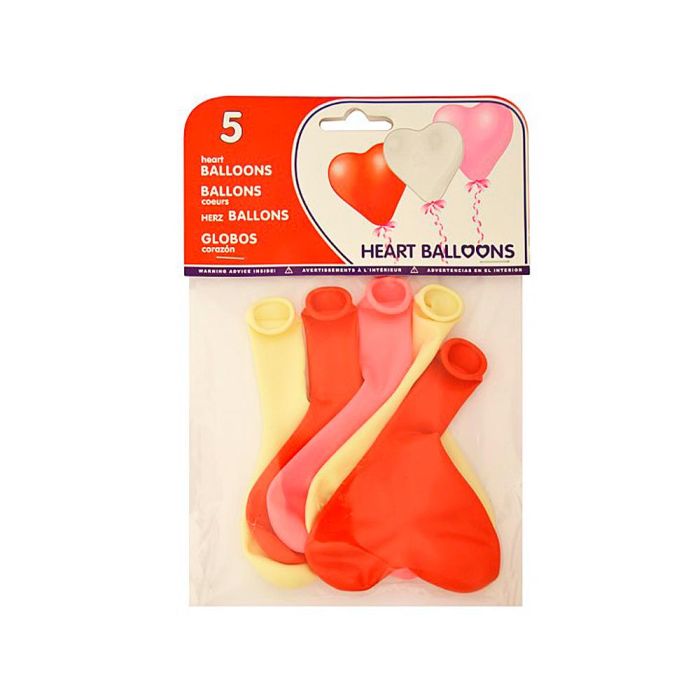 Globo 100% Latex Biodegradable Con Forma Corazon Bolsa De 5 Unidades 1