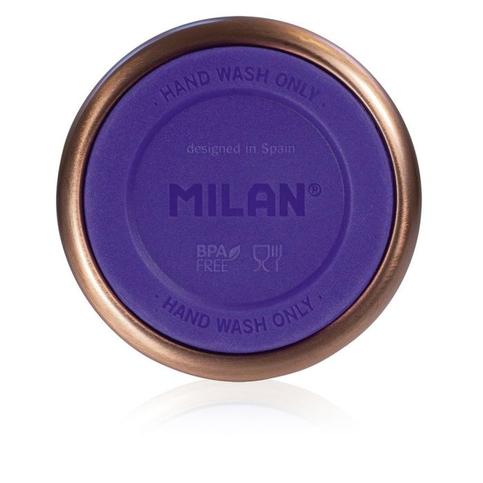 Milán Botella Isotérmica Acero Inoxidable Serie Copper 354ml, Lila - Mantiene Temperatura 12h Caliente/24h Fría, Base Antideslizante 2 Milán Botella Isotérmica Acero Inoxidable Serie Copper 354ml, Lila - Mantiene Temperatura 12h Caliente/24h Fría, Base Antideslizante 2