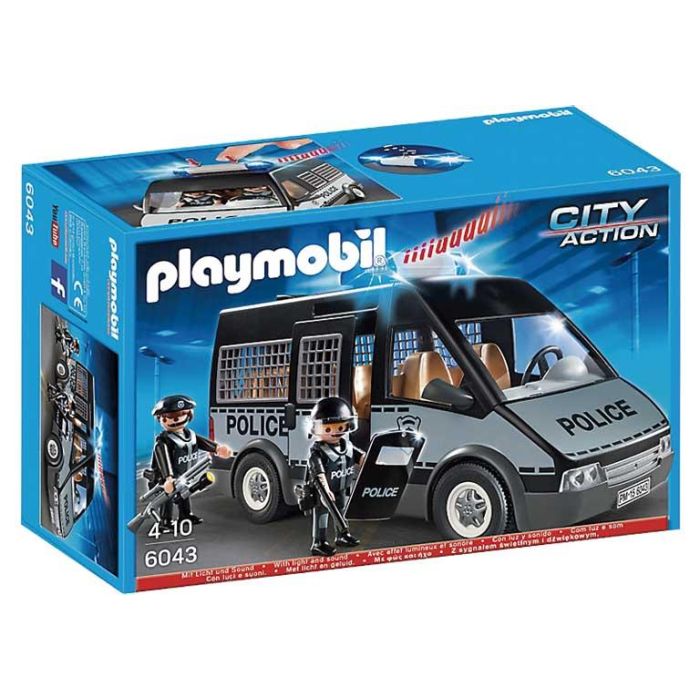 PLAYMOBIL - 6043 - Furgoneta de policía con sirena y luz intermitente