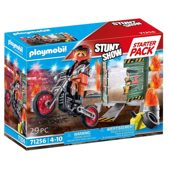 Starter Pack Moto Pared Fuego Stunt Show 71256 Playmobil