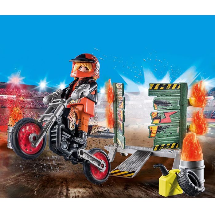 Starter Pack Moto Pared Fuego Stunt Show 71256 Playmobil 2
