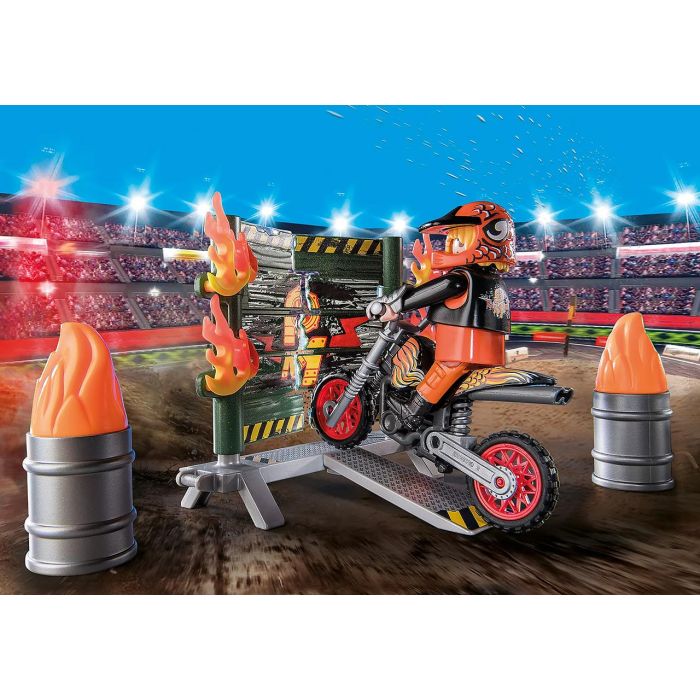 Starter Pack Moto Pared Fuego Stunt Show 71256 Playmobil 3