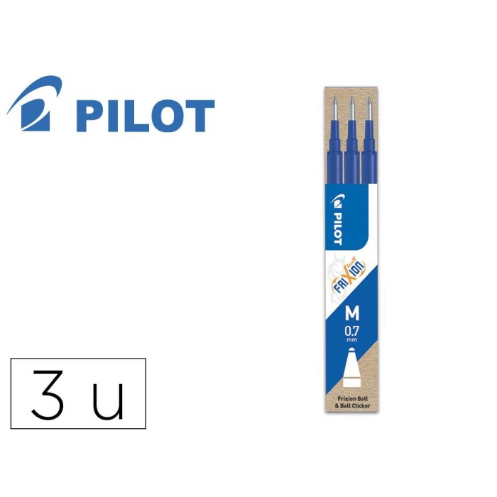 Pilot Recambio Bolígrafo Frixion 0.7 Azul Pack 3 Ud