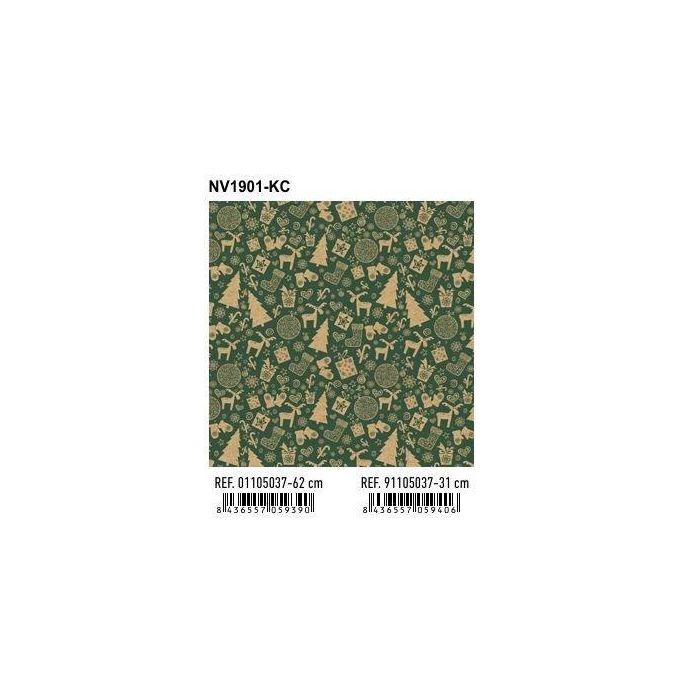 Papel De Regalo Bobina Basika 31 Cm X 80 M (2 Kg Aprox.) Navidad (Nv1901-Kc 31 Cm)