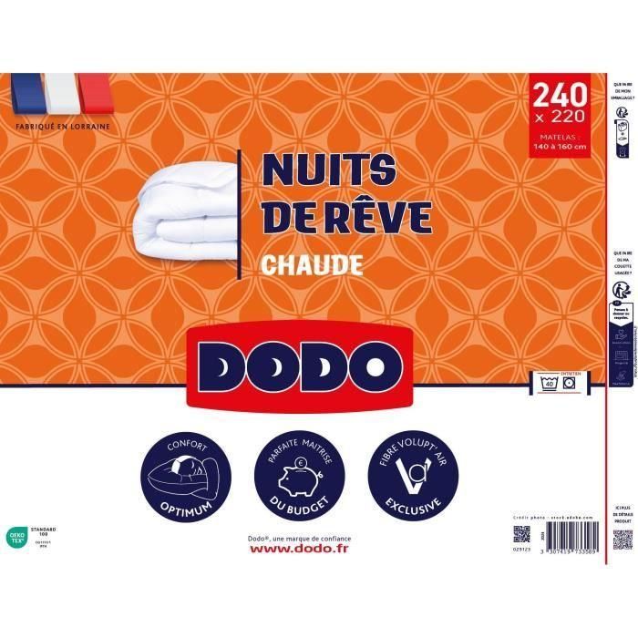 DODO - Edredón extra cálido - NUITS DE REVE - 220 x 240 cm - 400gr/m² - Blanco 2