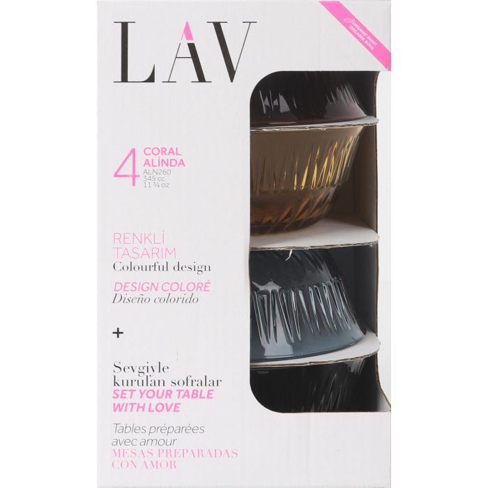 Set de 4 bols ALINDA de 12.5 cm - 345 cc por LAV (6 Cajas) 1 Set de 4 bols ALINDA de 12.5 cm - 345 cc por LAV (6 Cajas) 1