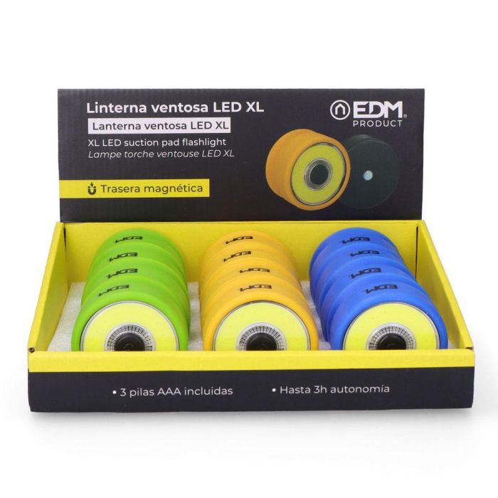 Linterna ventosa led XL colores surtidos 3xaaa (pilas incluidas) 8