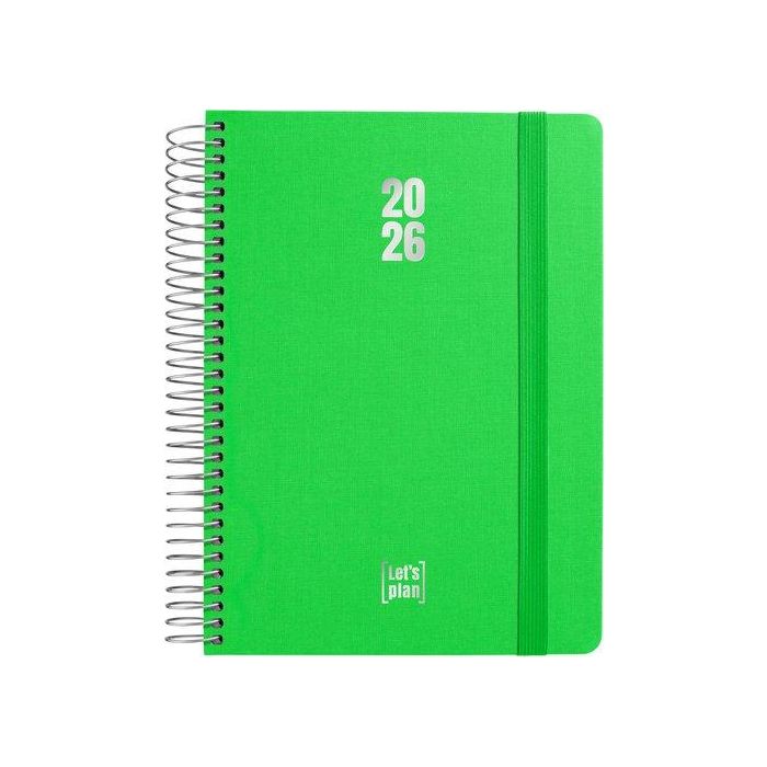 Agenda Anual (2026) Grafoplas Fancy Espiral Tapa Extradura Con Goma A5 210X150 D/P Verde