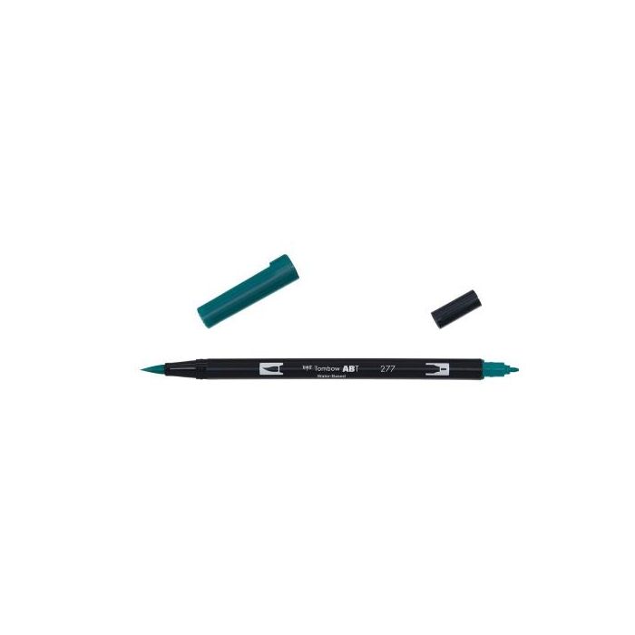 Tombow ABT-277 Rotulador Doble Punta Pincel Dual Brush, Punta Fina y de Pincel, Color Dark Green, Tinta Base Agua 0