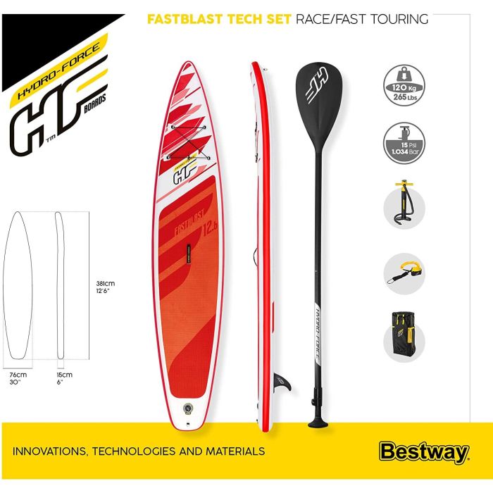 Bestway 65343 - Tabla Paddle Surf Hinchable Fastblast Tech Set Hydro-Force, 381 cm, Incluye Remo y Mochila 2 Bestway 65343 - Tabla Paddle Surf Hinchable Fastblast Tech Set Hydro-Force, 381 cm, Incluye Remo y Mochila 2