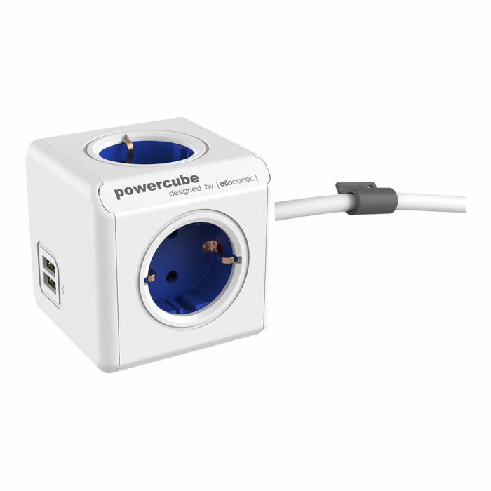 Regleta Enchufes Cubo Allocacoc Powercube Extended 1402 Azul 1,5 m 4 salidas USB