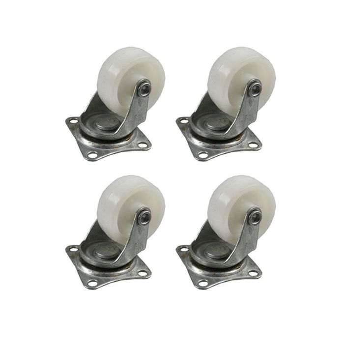 Edm Set de 4 ruedas giratorias 40mm blancas, acero inoxidable/goma, profesional y doméstico 0 Edm Set de 4 ruedas giratorias 40mm blancas, acero inoxidable/goma, profesional y doméstico 0