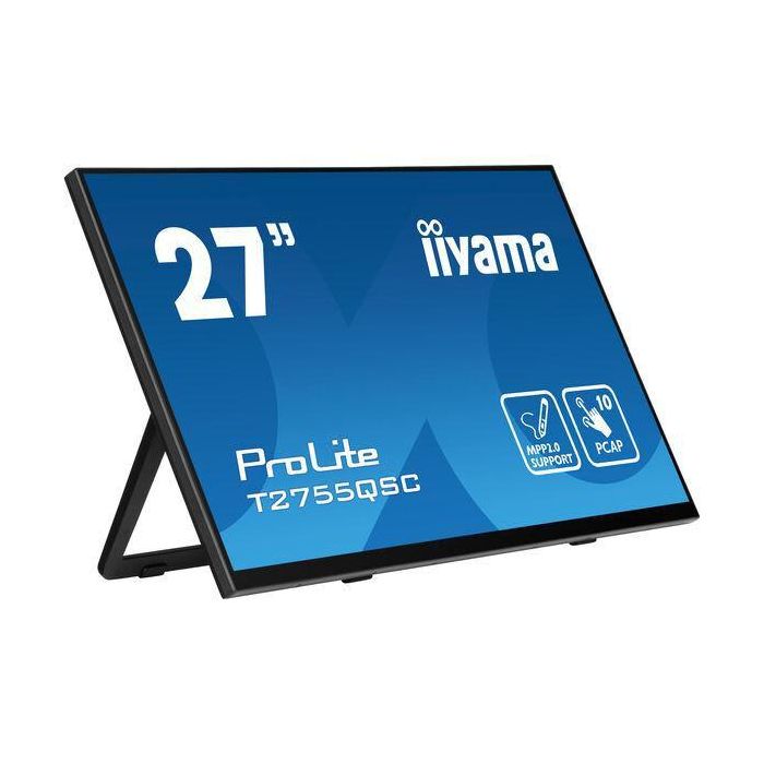 Monitor Iiyama 27" Ips Bonded Pcap 10P Touch, Mpp2.0 (Active Stylus) Supported, 2560X1440, Flat Bezel Free Glass Front, Hdmi, Displayport, 360Cd/M², Usb Hub 2X 3.2, Speakers, Bookstand (T2755QSC-B1) Monitor Iiyama 27" Ips Bonded Pcap 10P Touch, Mpp2.0 (Active Stylus) Supported, 2560X1440, Flat Bezel Free Glass Front, Hdmi, Displayport, 360Cd/M², Usb Hub 2X 3.2, Speakers, Bookstand (T2755QSC-B1)