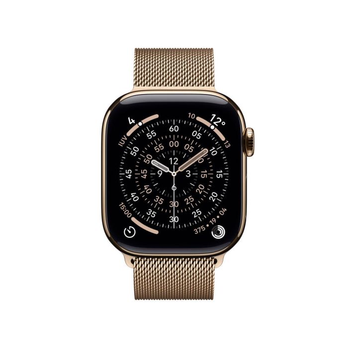 Apple Watch S11 Titan Gold Cellular 42mm con Correa Milanaise Dorada 12