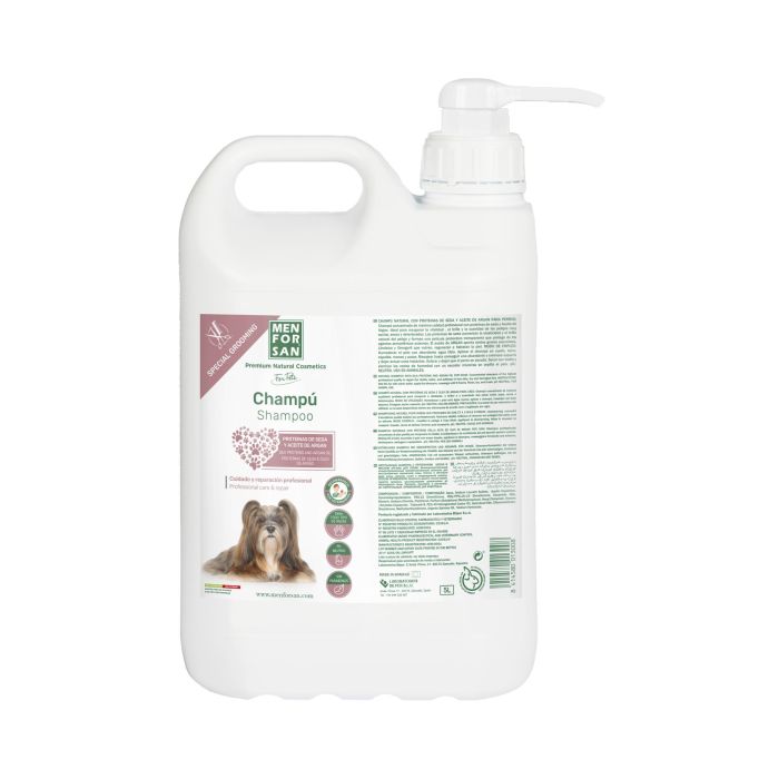 Men For San Champú Profesional con Proteínas de Seda y Aceite de Argán para Perros, Ideal para Pelaje Seco, Dañado y Sin Brillo 5 L