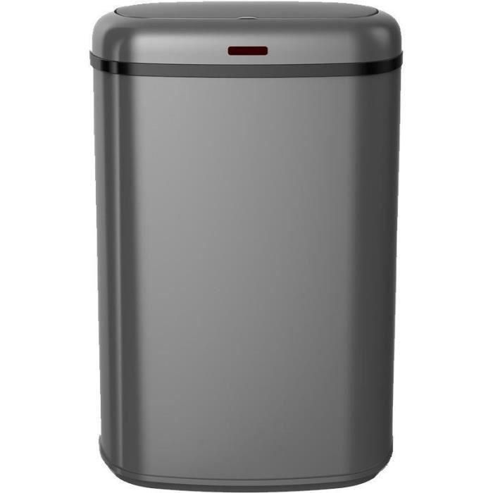 Kitchen Move LOGAN Cubo de Basura Automático de Cocina, 58 Litros, Acero Inoxidable Gris Mate, Diseño Rectangular con Flejes Kitchen Move LOGAN Cubo de Basura Automático de Cocina, 58 Litros, Acero Inoxidable Gris Mate, Diseño Rectangular con Flejes