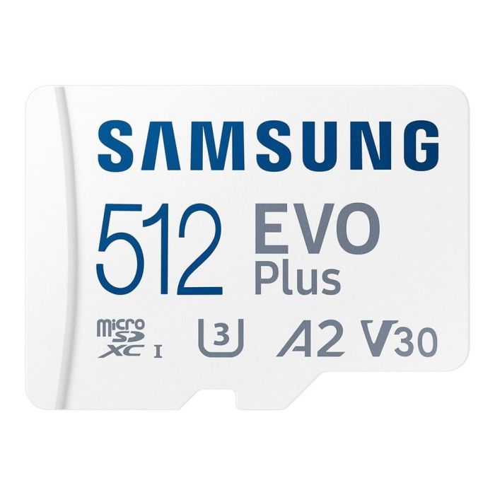 Samsung Tarjeta microSDXC EVO Plus 2023 512GB con Adaptador SD Clase 10 U3 V30 A2 Lectura 160MBs MB-MC512SA/EU Samsung Tarjeta microSDXC EVO Plus 2023 512GB con Adaptador SD Clase 10 U3 V30 A2 Lectura 160MBs MB-MC512SA/EU