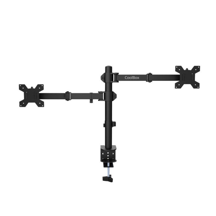 Coolbox Soporte de Monitor doble brazo para 2 monitores de hasta 32" o 1 monitor y portátil de 17", abrazadera, VESA 75/100, acero negro mate, 8 kg 3 Coolbox Soporte de Monitor doble brazo para 2 monitores de hasta 32" o 1 monitor y portátil de 17", abrazadera, VESA 75/100, acero negro mate, 8 kg 3