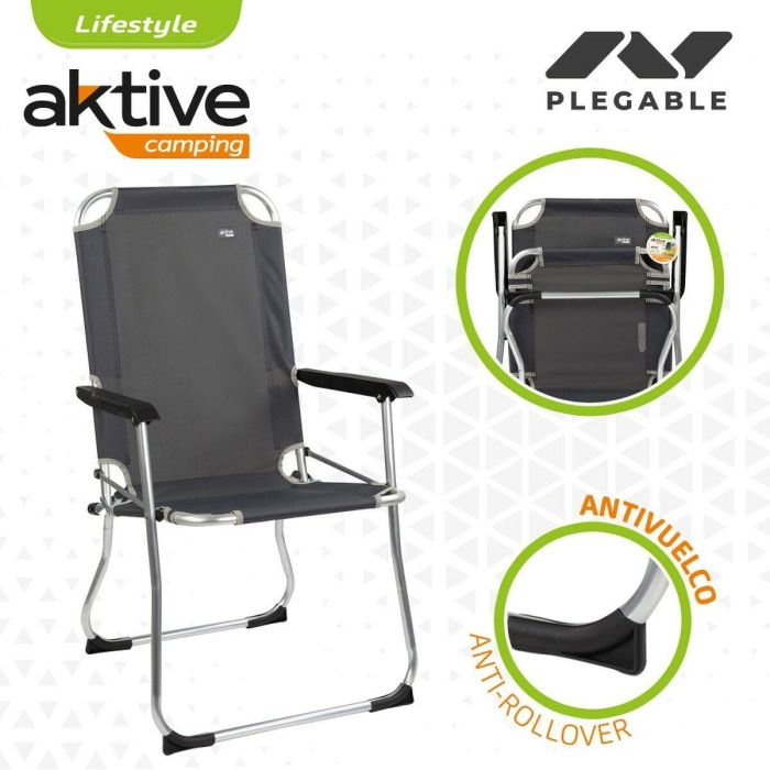 Silla Plegable para Camping Aktive Gris oscuro 45 x 91 x 47 cm (6 Unidades) 2 Silla Plegable para Camping Aktive Gris oscuro 45 x 91 x 47 cm (6 Unidades) 2