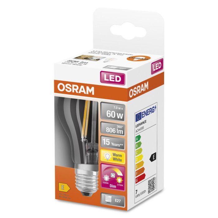 [LVE-4058075435537] Ledvance/Osram Bombilla LED "Classic" E27 7W 806Lm 2200…2700K 320º IP20 Regulable 1