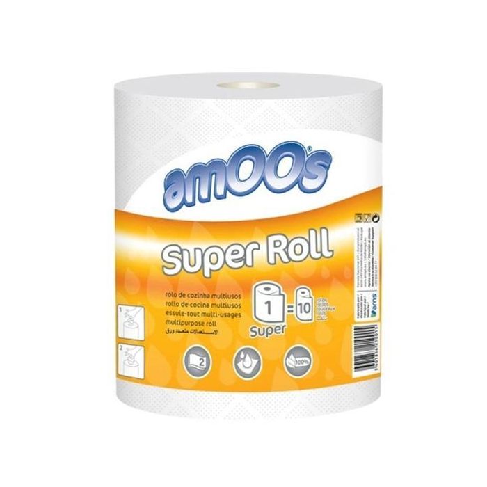Amoos Papel De Cocina Super Roll 2C Multiusos Rollo 91M Blanco