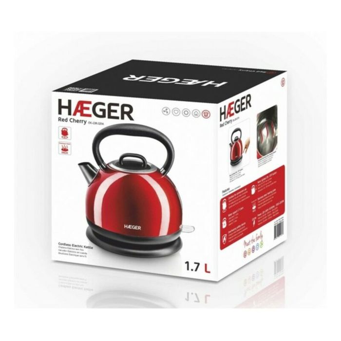 Hervidor y Tetera Eléctrica Haeger EK-22R.021A Rojo Acero Inoxidable 2200 W 1,7 L 1