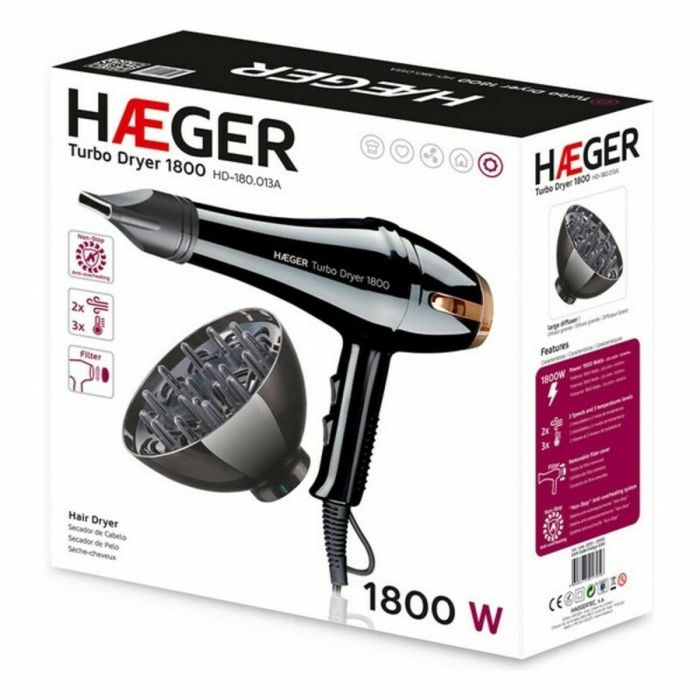 Secador de Pelo Haeger HD-180.013A 1800 W Negro 1