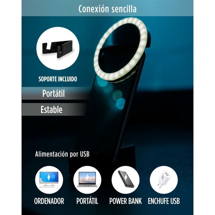 Aro de Luz para Selfie Recargable KSIX TP-8427542116006_BXYOUTBMINI_Vendor 3W 7 Aro de Luz para Selfie Recargable KSIX TP-8427542116006_BXYOUTBMINI_Vendor 3W 7