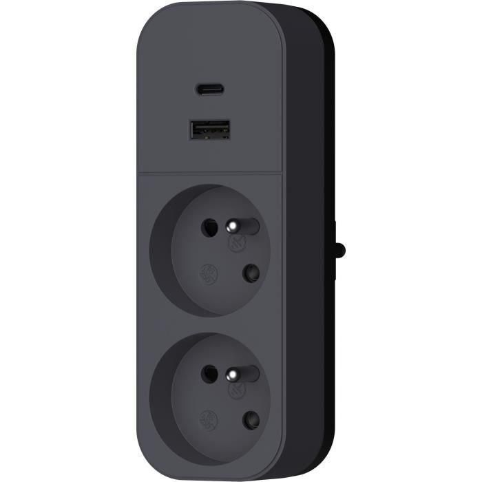 Quarx QUA4004282472421 Biplite: Enchufe Doble 2P 16A con Puertos USB-A y USB-C, Certificación NF 4