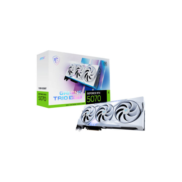 MSI GeForce RTX 5070 12G TRIO OC WHITE NVIDIA 12 GB GDDR7 PCI Express x16 5.0 3 Ventiladores MSI GeForce RTX 5070 12G TRIO OC WHITE NVIDIA 12 GB GDDR7 PCI Express x16 5.0 3 Ventiladores