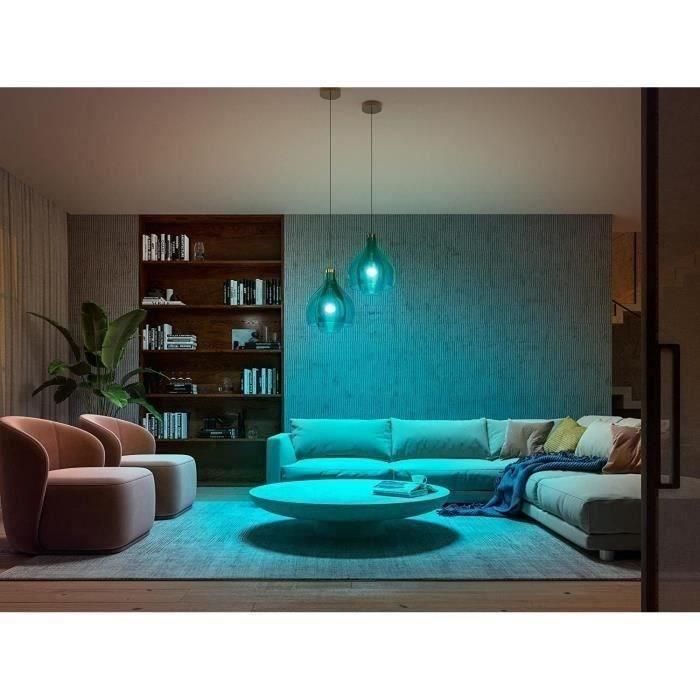 Philips Hue White & Color Ambiance, Bulbo LED conectado E27, equivalente 75W, 1100 Lumen, Bluetooth Compatible, Paquete de 2 1 Philips Hue White & Color Ambiance, Bulbo LED conectado E27, equivalente 75W, 1100 Lumen, Bluetooth Compatible, Paquete de 2 1