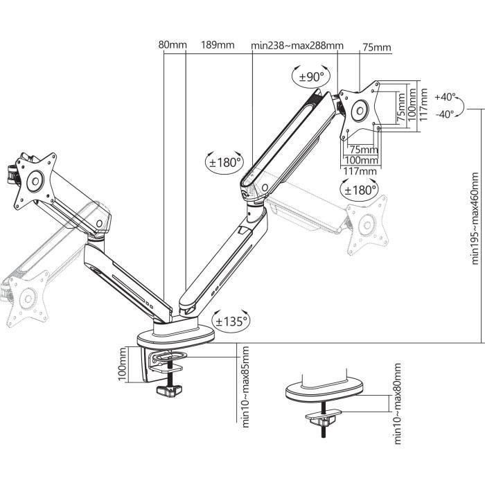 Brazo articulado doble - OPLITE - MT10 - Negro 5