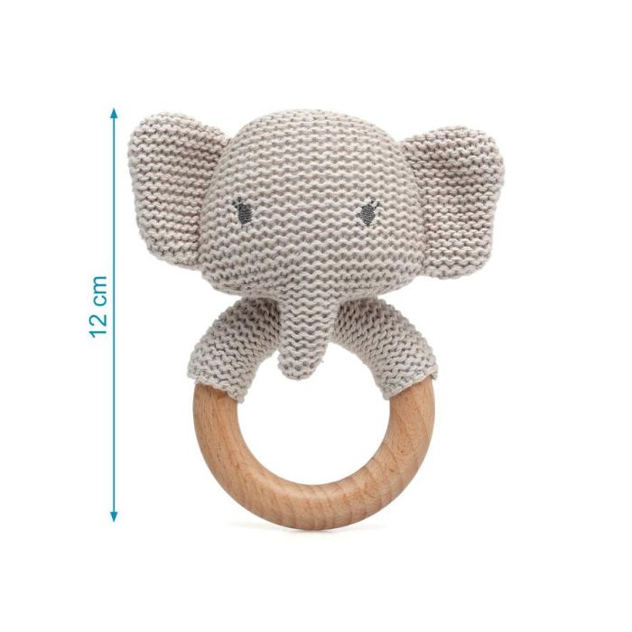 Elefante 13 cm Sonajero Gris Algodón 3