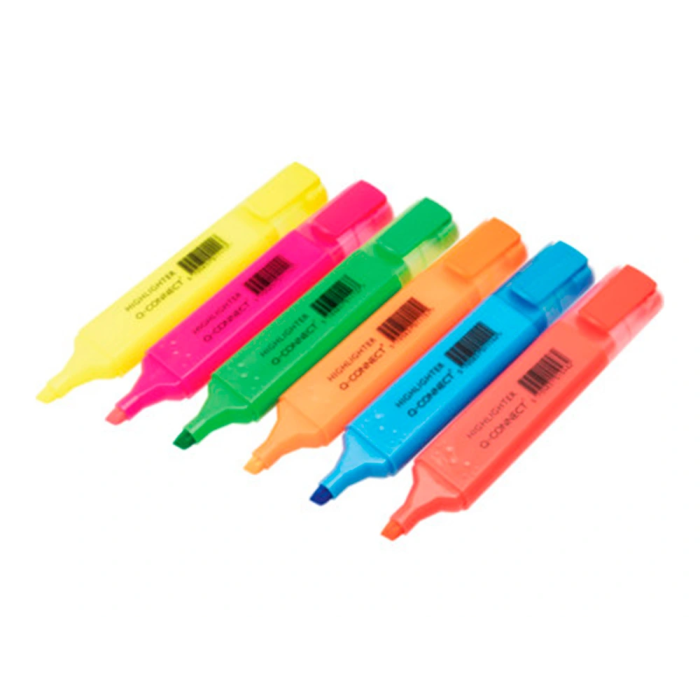 Q-connect Rotulador Fluorescente Punta Biselada, Caja de 6 Unidades, Colores Surtidos 5