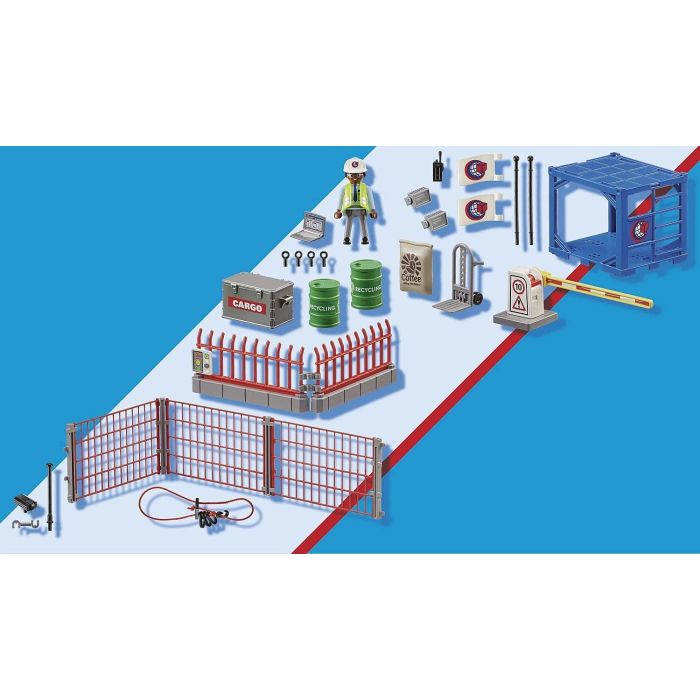 Playmobil Depósito de Carga con valla, barrera y módulo contenedor, incluye figura y accesorios 2