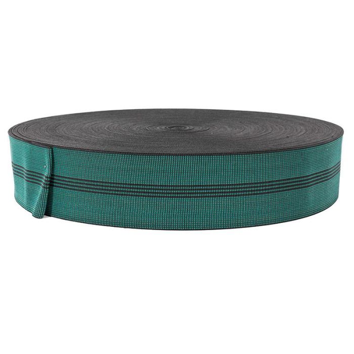 Q&Q Cincha 80 Rollo de Cincha Elástica Verde 100 Metros, 60mm Ancho, 40% Elasticidad, Goma