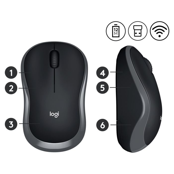 Logitech Ratón Inalámbrico M185, RF Wireless, Pilas Alcalinas, Gris 3