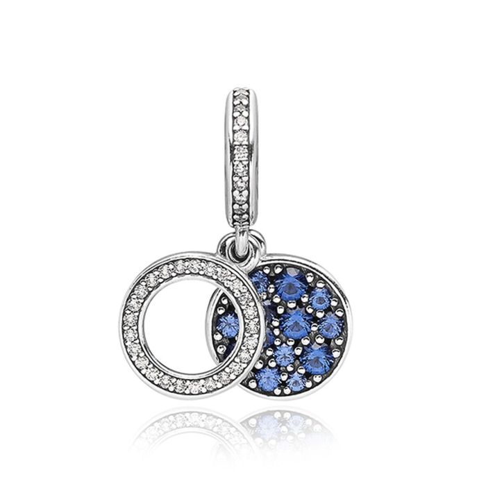 Charm Mujer Pandora SPARKLING BLUE DISC DOUBLE DANGLE
